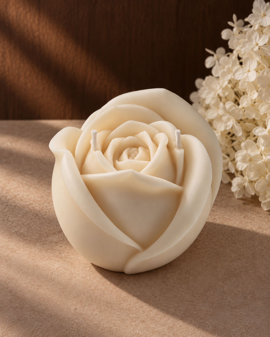 Belle, candela scultorea a forma di rosa della Collezione Design.