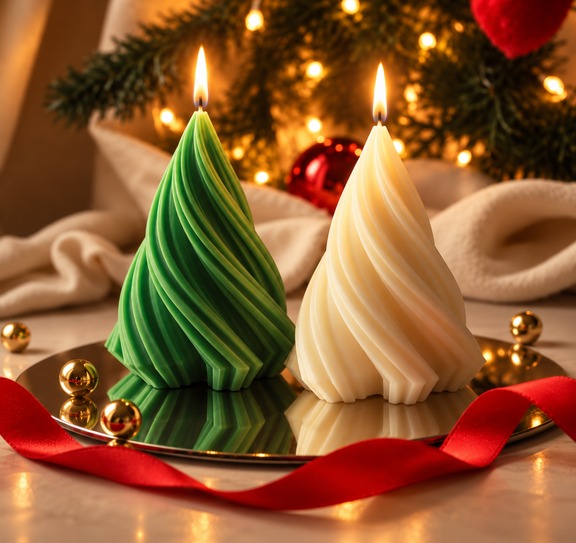 Avvolgente Magia Mood Candles accese - verde e bianco naturale