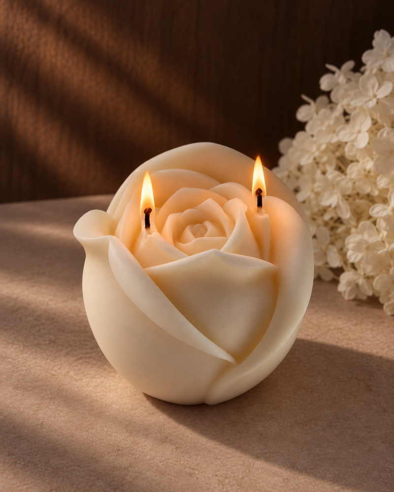 Belle, dettaglio ravvicinato della rosa con doppia fiamma.
