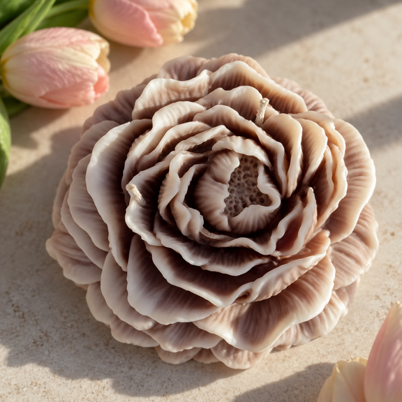 Venus Florea Maxima marrone con sfumature bianche in luce naturale.